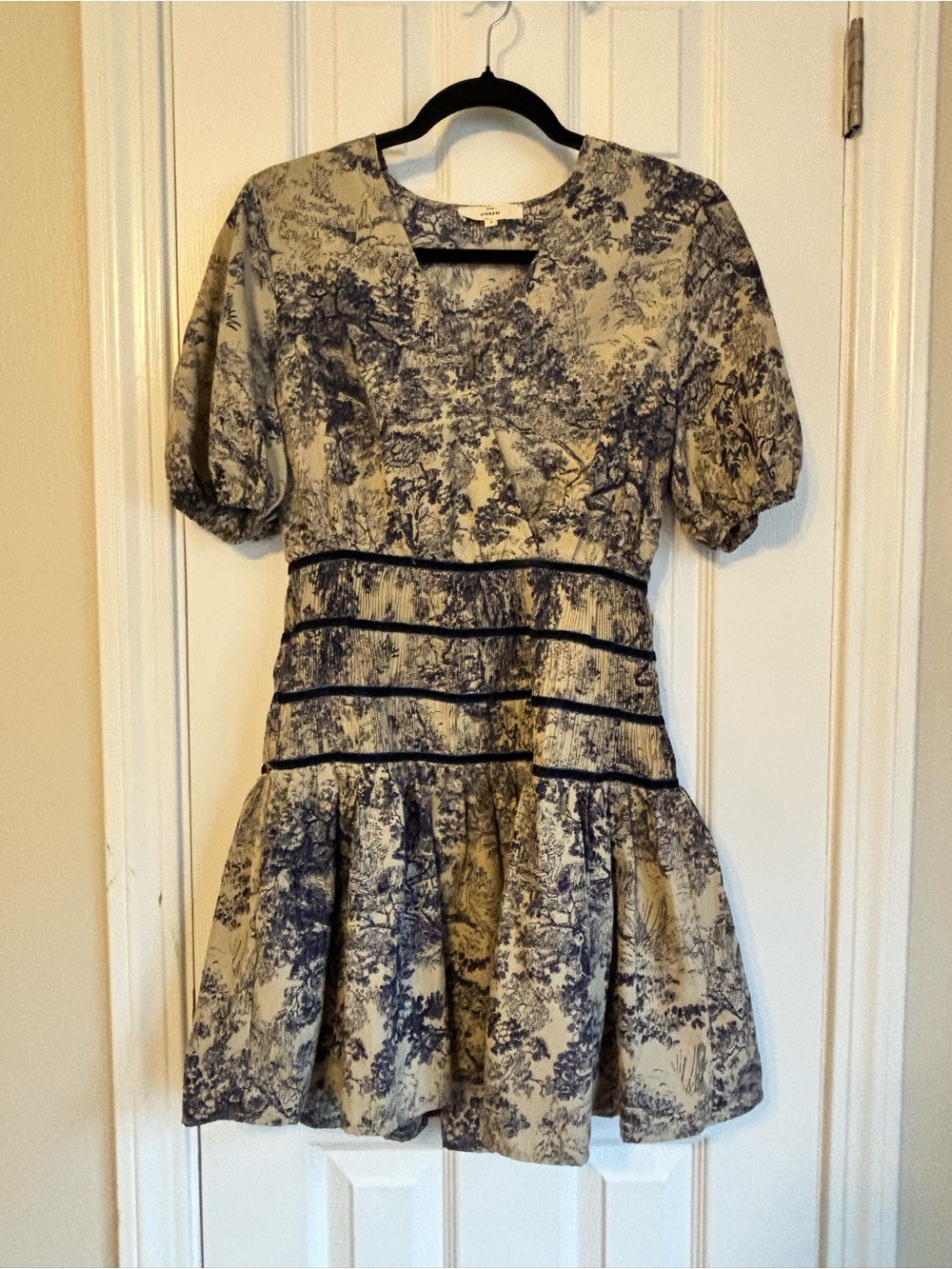 entro Beige and Navy Blue Mini Dress